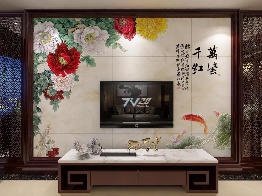 極具藝術的電視背景墻，顏值爆表